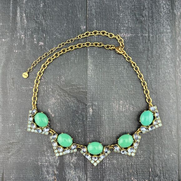 Stella Dot Necklace Turquoise Color Stone Rhinestone Gold-tone Chain Chunky 21" - Picture 4 of 8